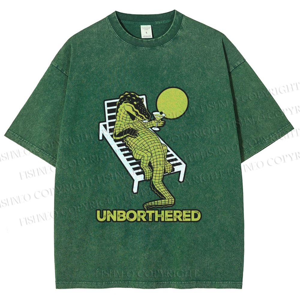 Unisex Unborthered Crocodile Printed Washed Tee