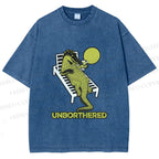 Unisex Unborthered Crocodile Printed Washed Tee