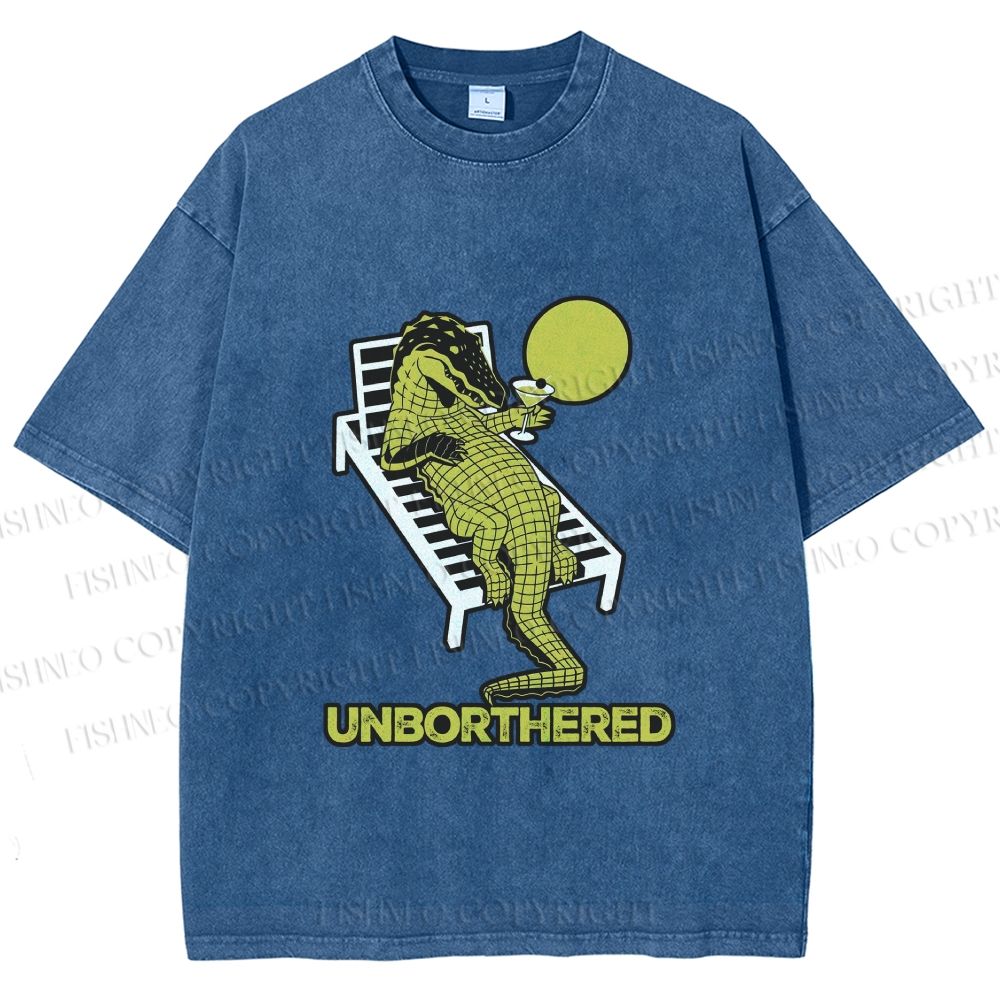 Unisex Unborthered Crocodile Printed Washed Tee