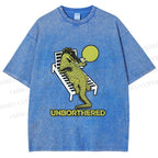 Unisex Unborthered Crocodile Printed Washed Tee