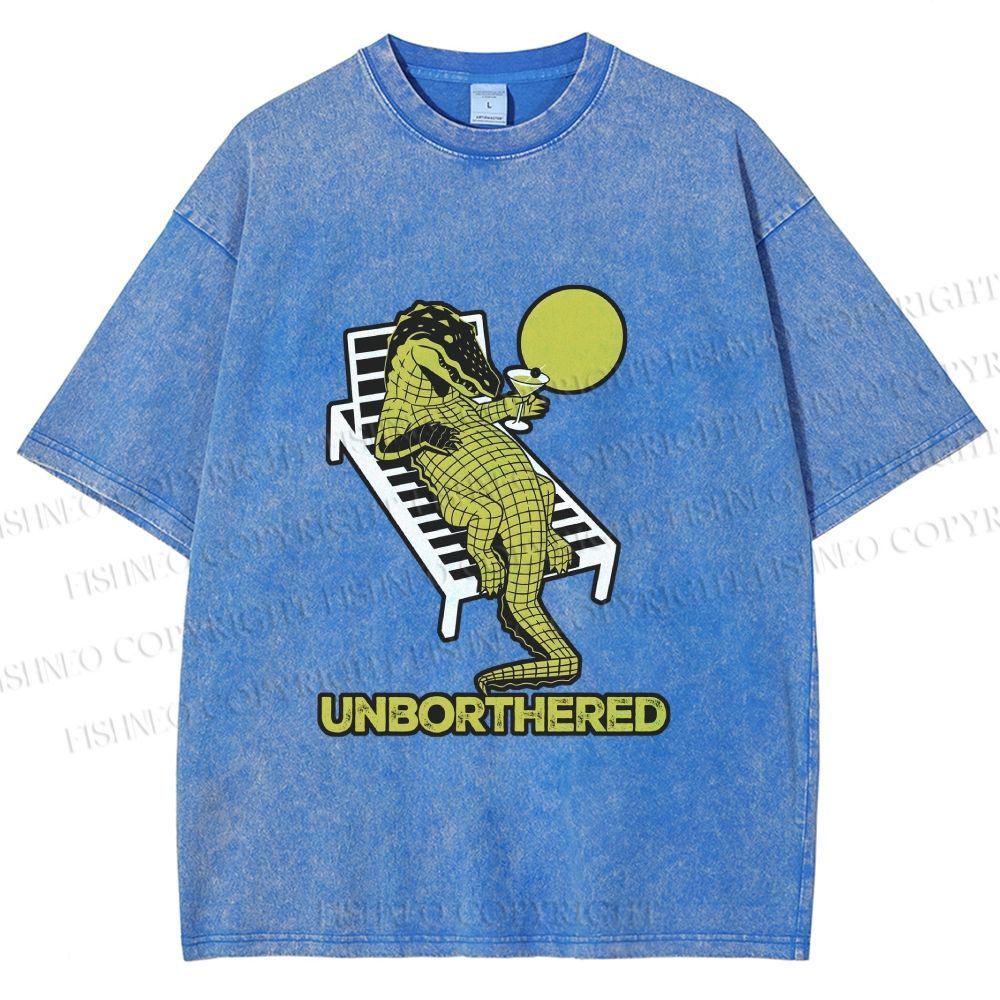 Unisex Unborthered Crocodile Printed Washed Tee