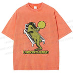 Unisex Unborthered Crocodile Printed Washed Tee