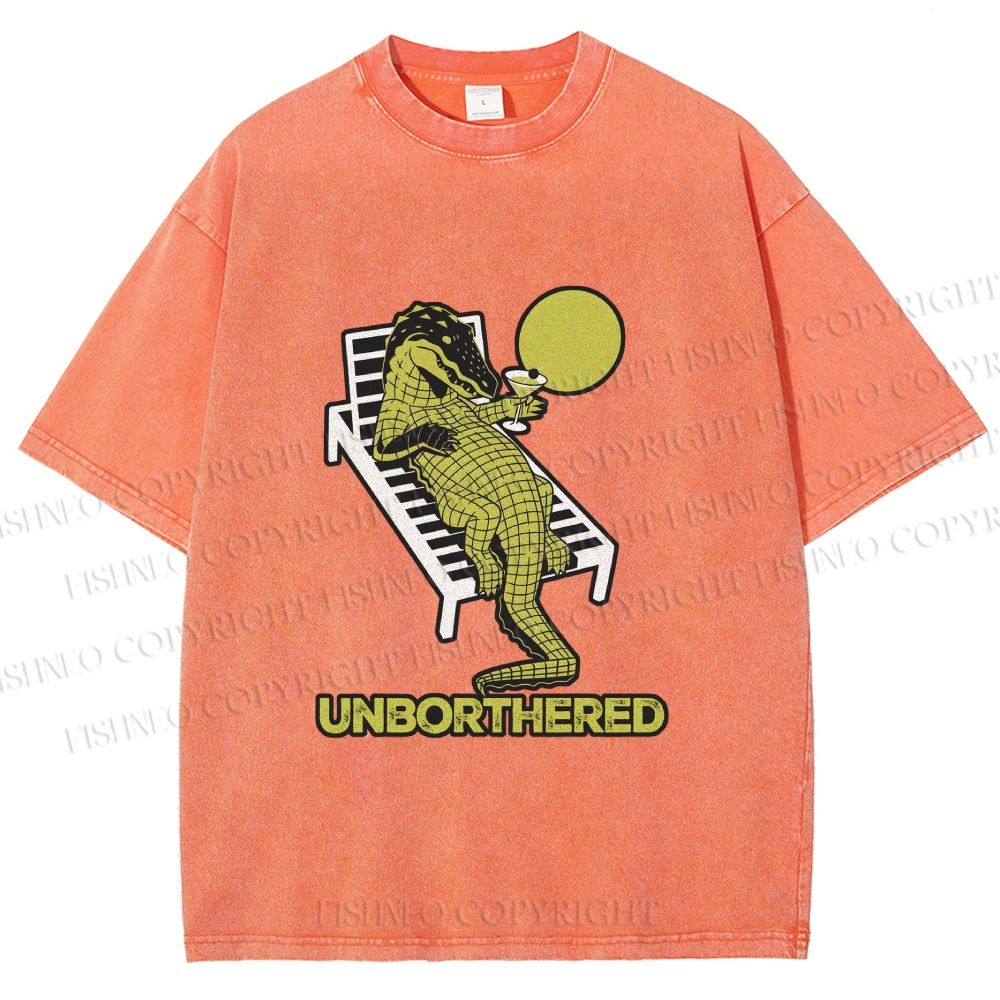 Unisex Unborthered Crocodile Printed Washed Tee