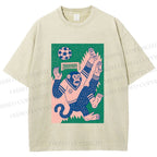 Unisex Soccer Monkey Printed Washed Tee
