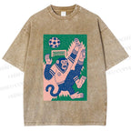 Unisex Soccer Monkey Printed Washed Tee