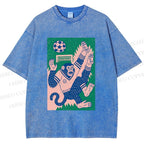 Unisex Soccer Monkey Printed Washed Tee