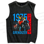 Unisex Mazinger Grendizer Printed Washed Tank Top