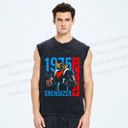 Unisex Mazinger Grendizer Printed Washed Tank Top