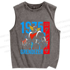 Unisex Mazinger Grendizer Printed Washed Tank Top