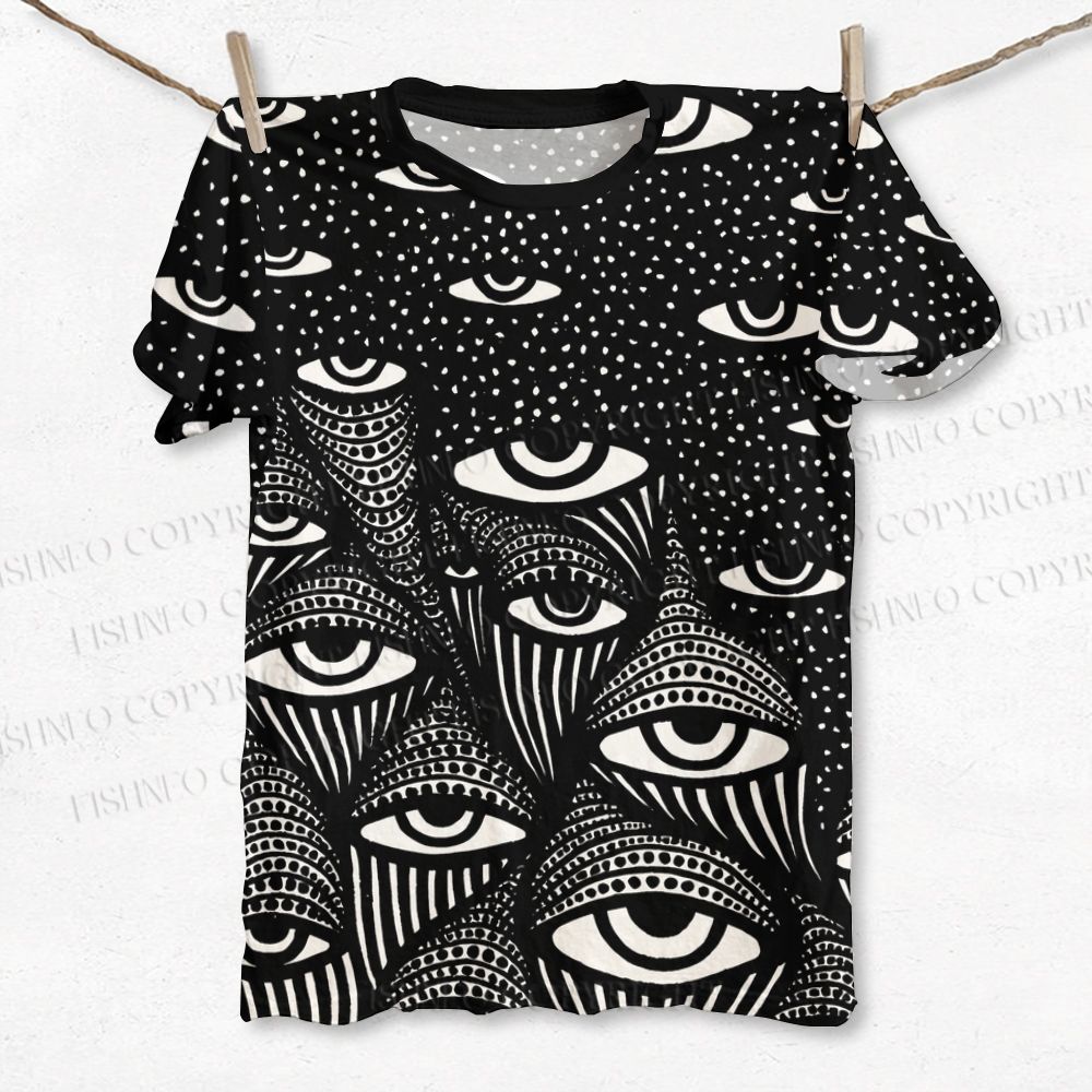 Unisex Spooky Eyes in Night Printed Classic T-shirt