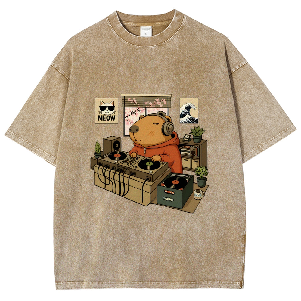 Capybara DJ Washed T-Shirt