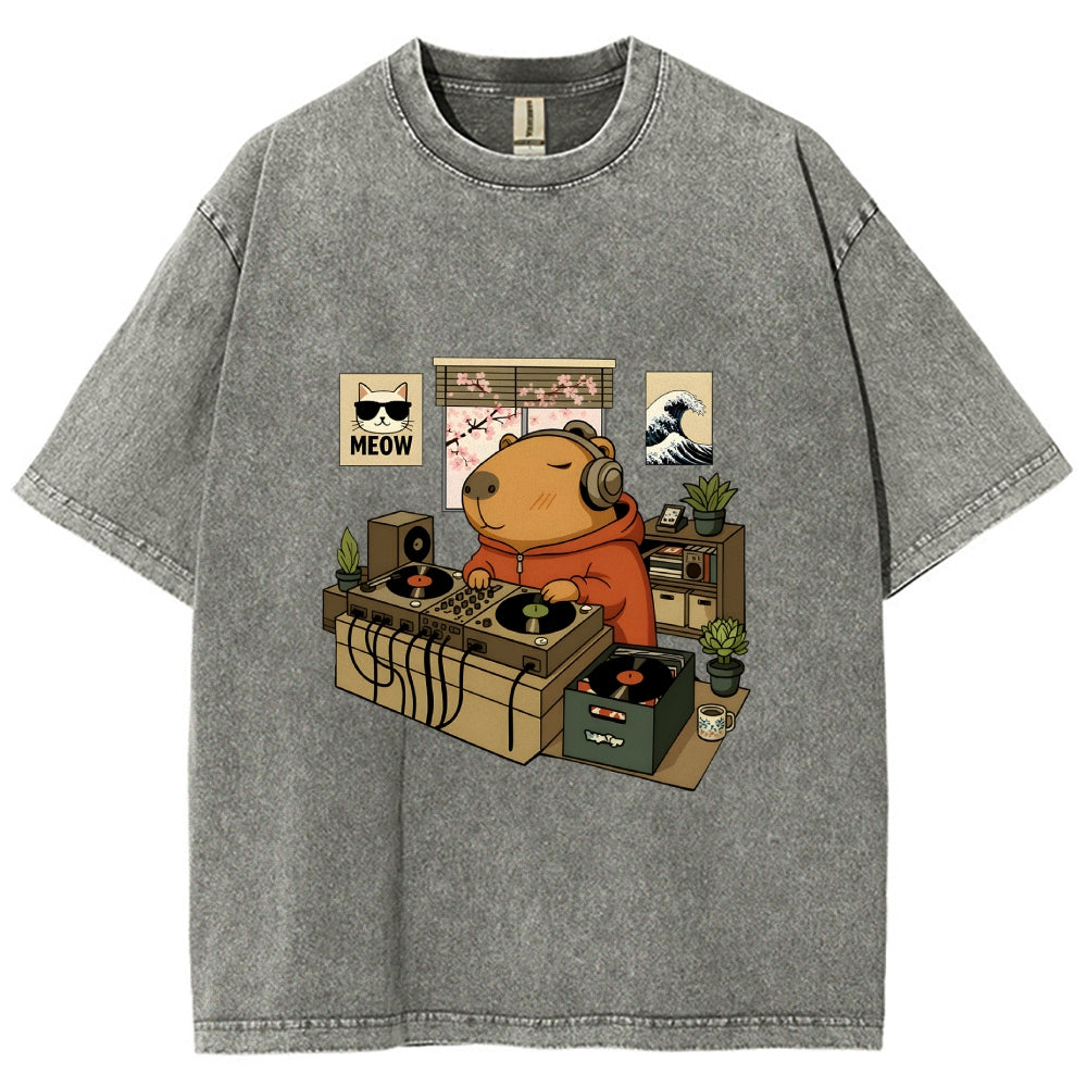 Capybara DJ Washed T-Shirt
