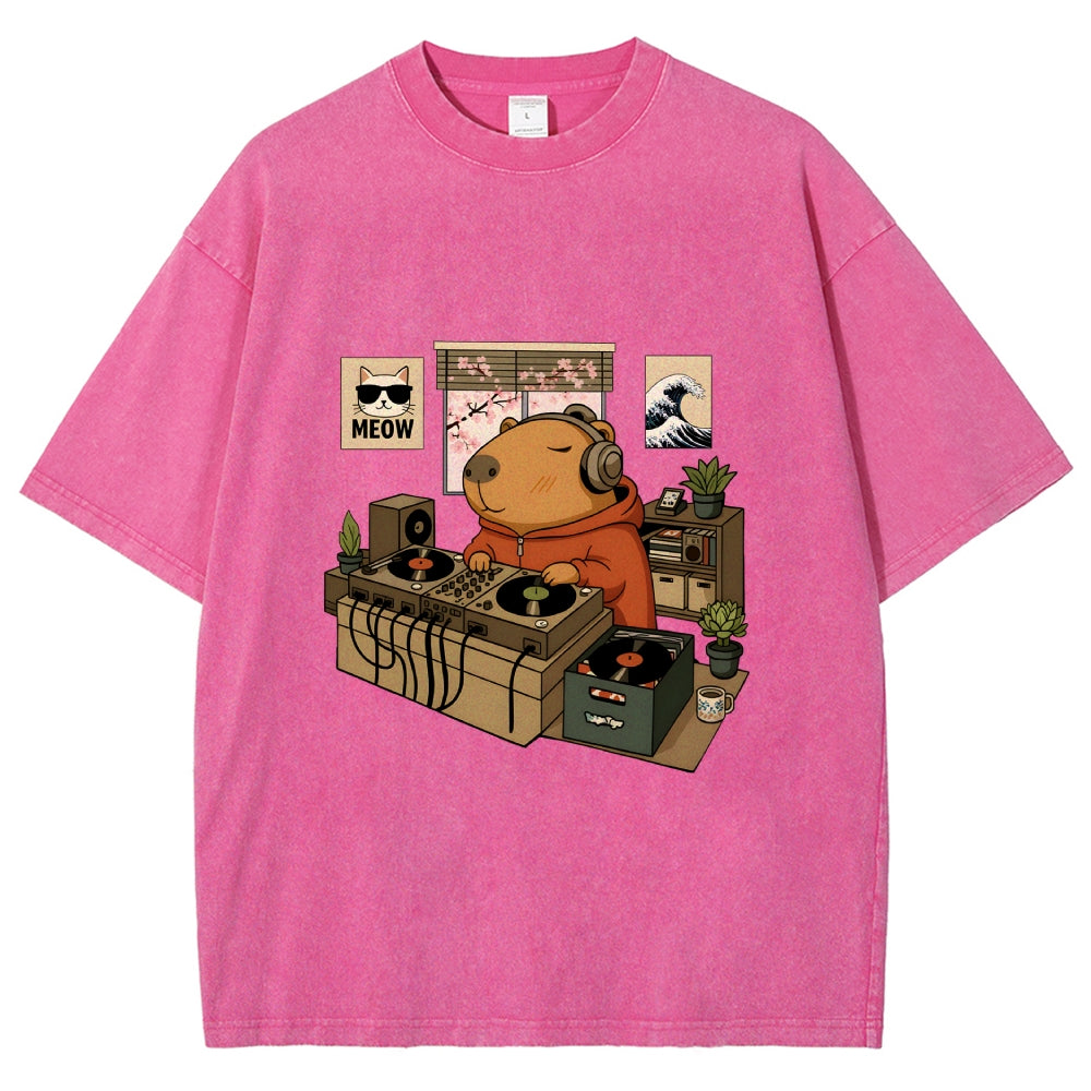 Capybara DJ Washed T-Shirt
