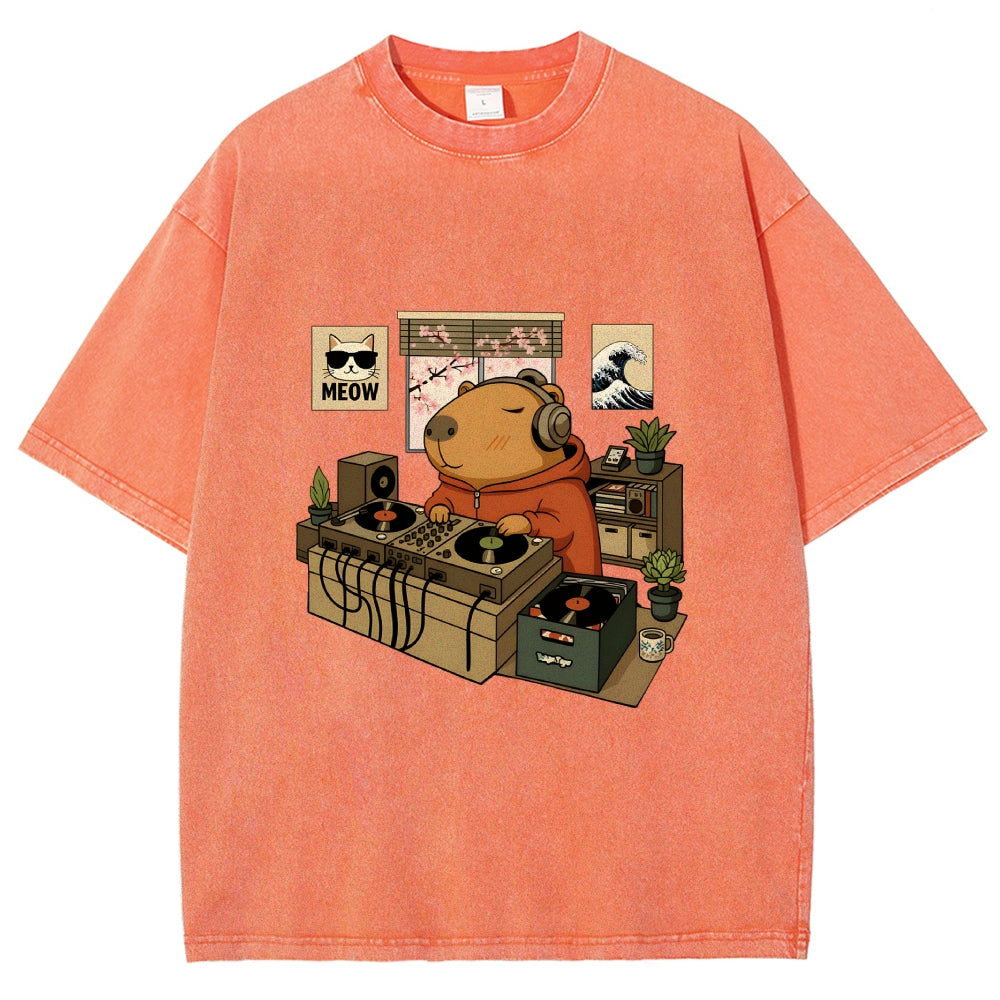 Capybara DJ Washed T-Shirt