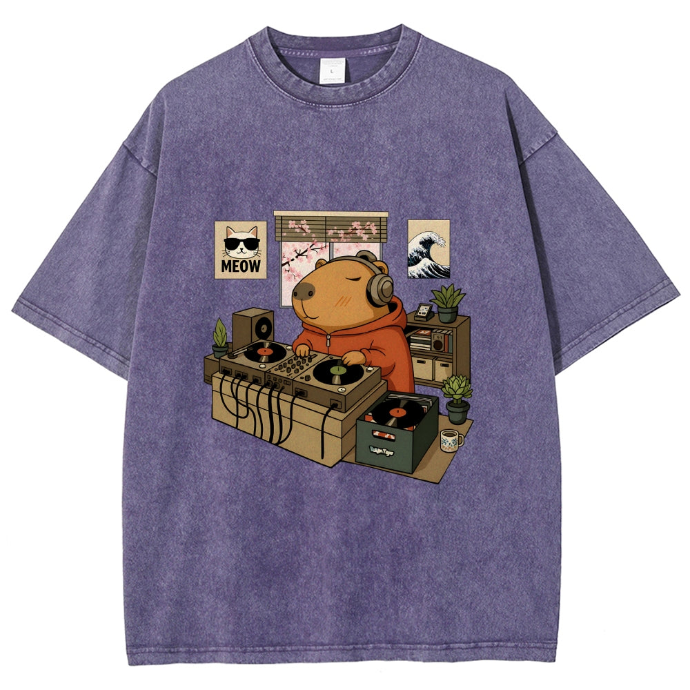 Capybara DJ Washed T-Shirt