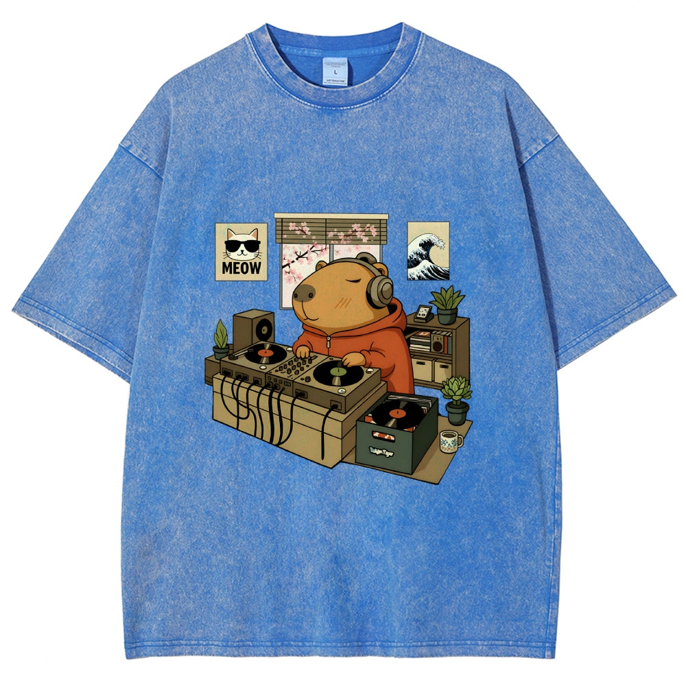 Capybara DJ Washed T-Shirt