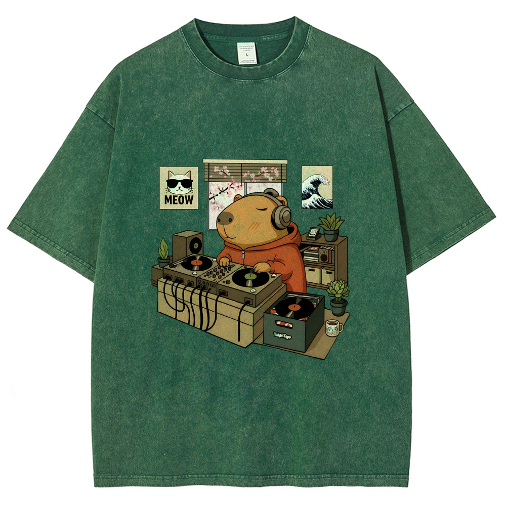Capybara DJ Washed T-Shirt