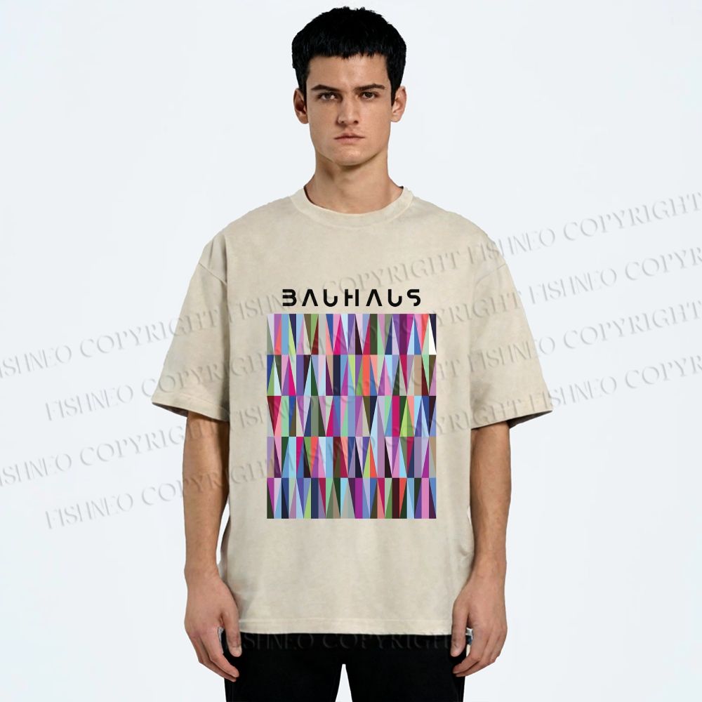 Unisex Bauhaus Geometric Printed Washed Tee