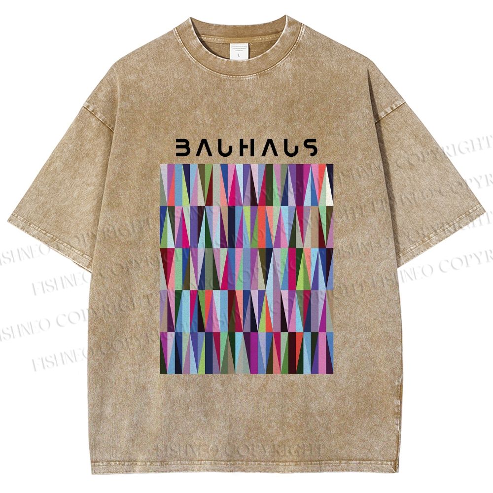 Unisex Bauhaus Geometric Printed Washed Tee