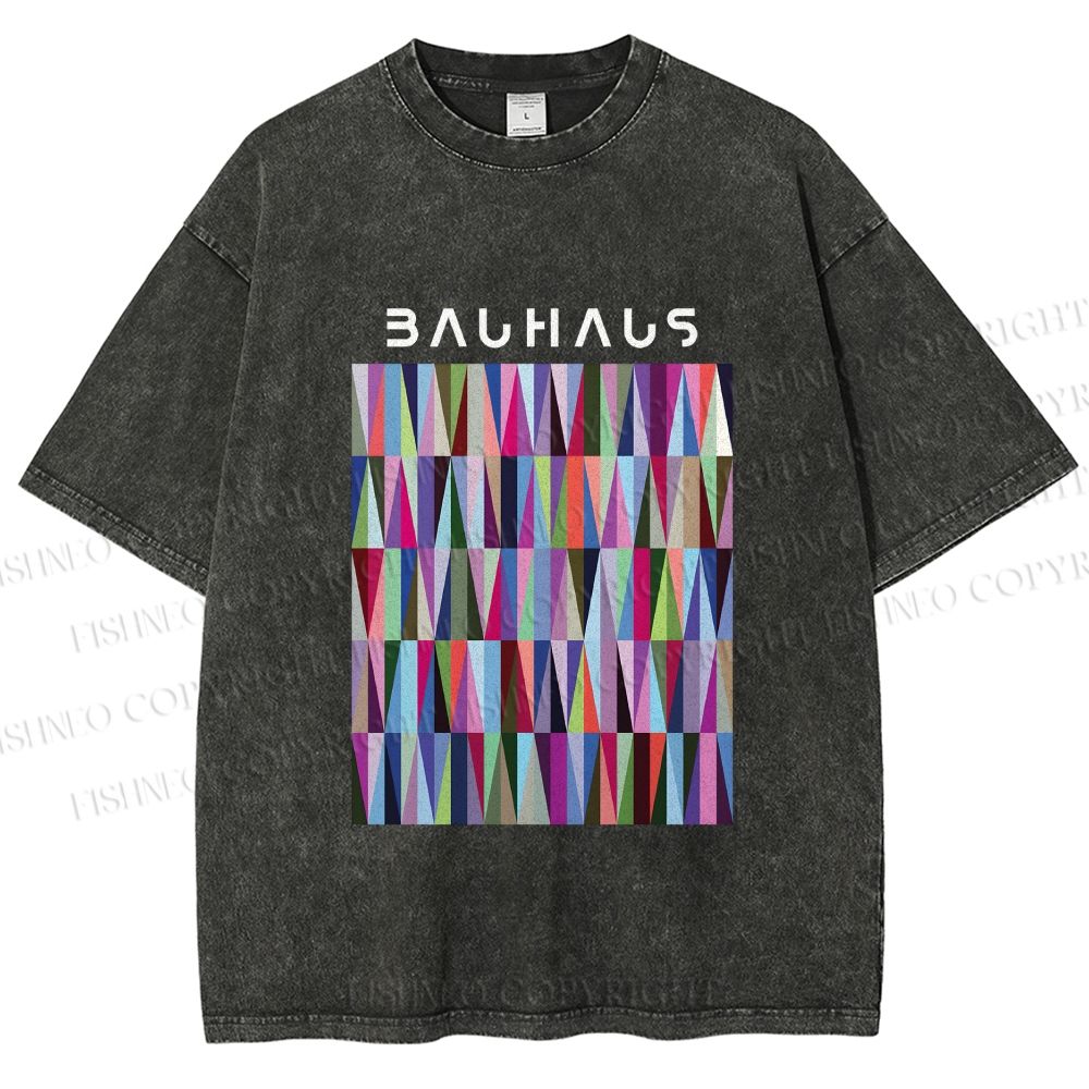 Unisex Bauhaus Geometric Printed Washed Tee