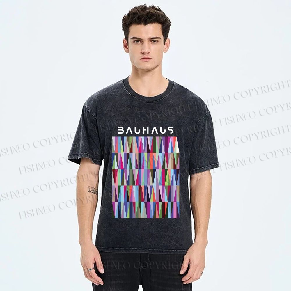 Unisex Bauhaus Geometric Printed Washed Tee