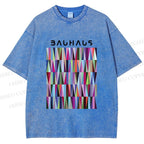 Unisex Bauhaus Geometric Printed Washed Tee