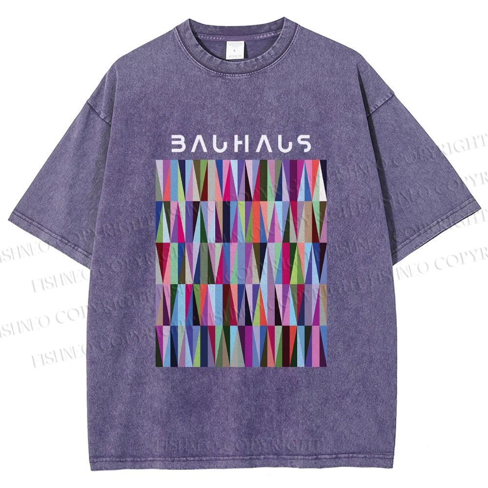 Unisex Bauhaus Geometric Printed Washed Tee