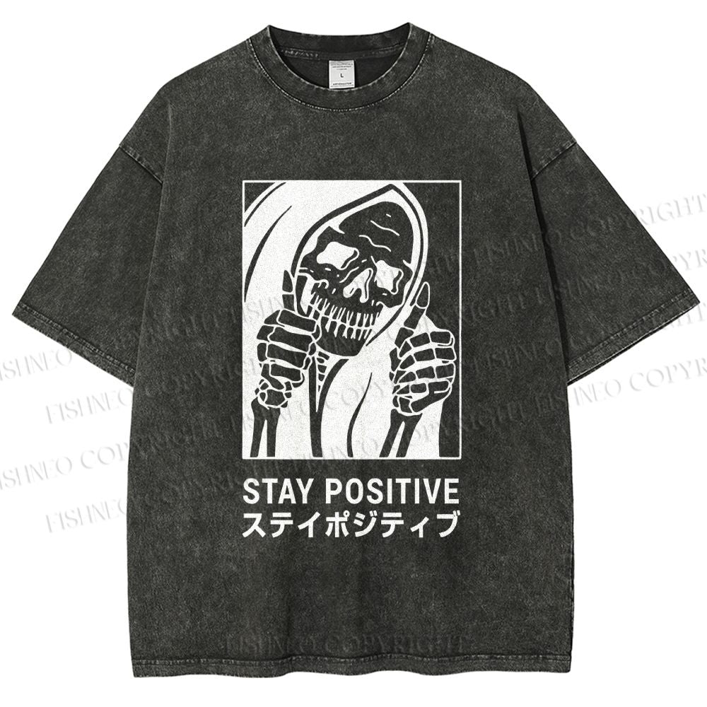 Unisex Stay Positive Printed Washed Tee