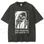 Unisex Stay Positive Printed Washed Tee