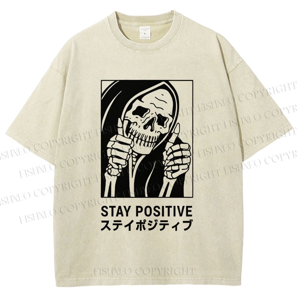 Unisex Stay Positive Printed Washed Tee