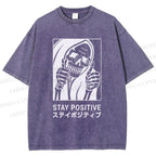 Unisex Stay Positive Printed Washed Tee