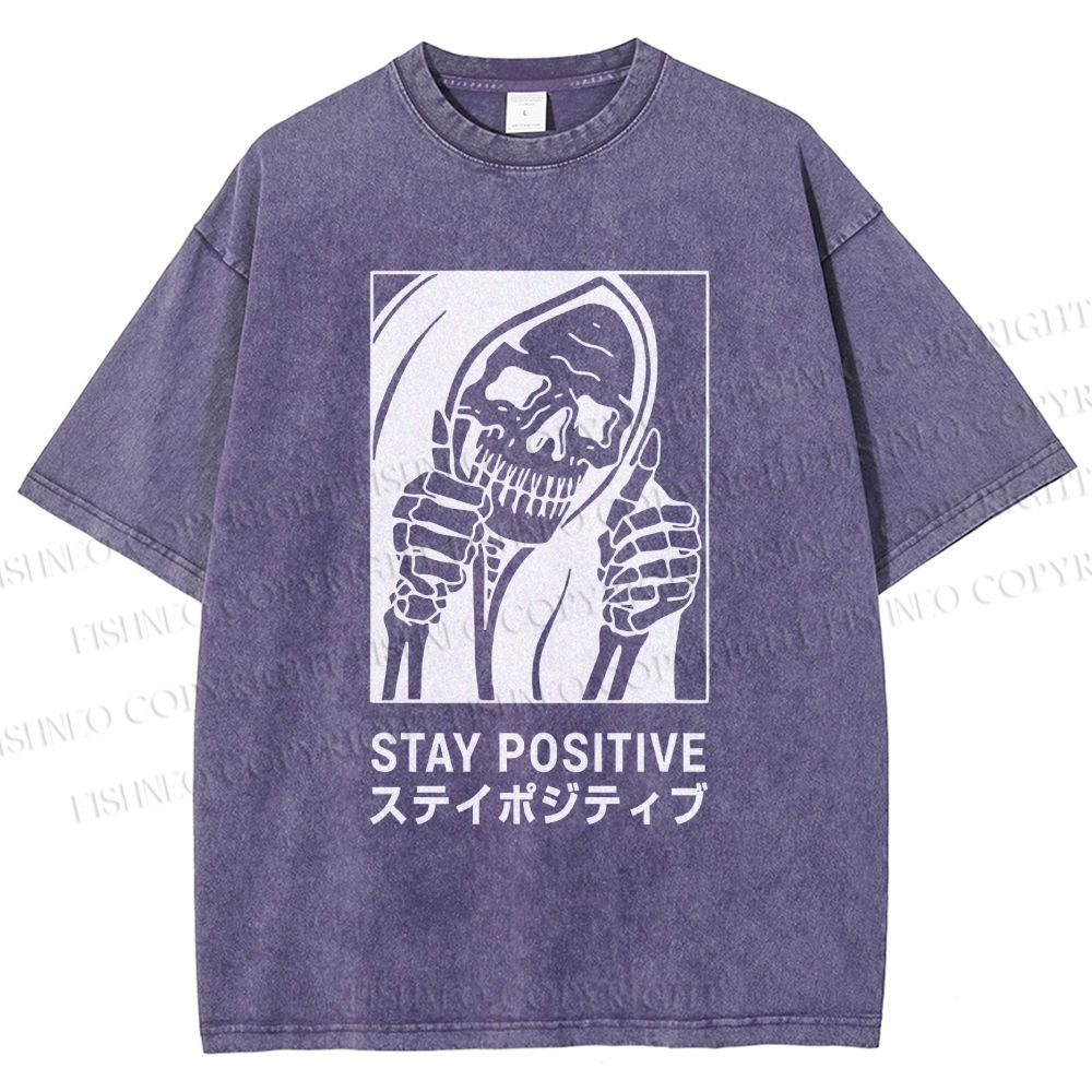 Unisex Stay Positive Printed Washed Tee