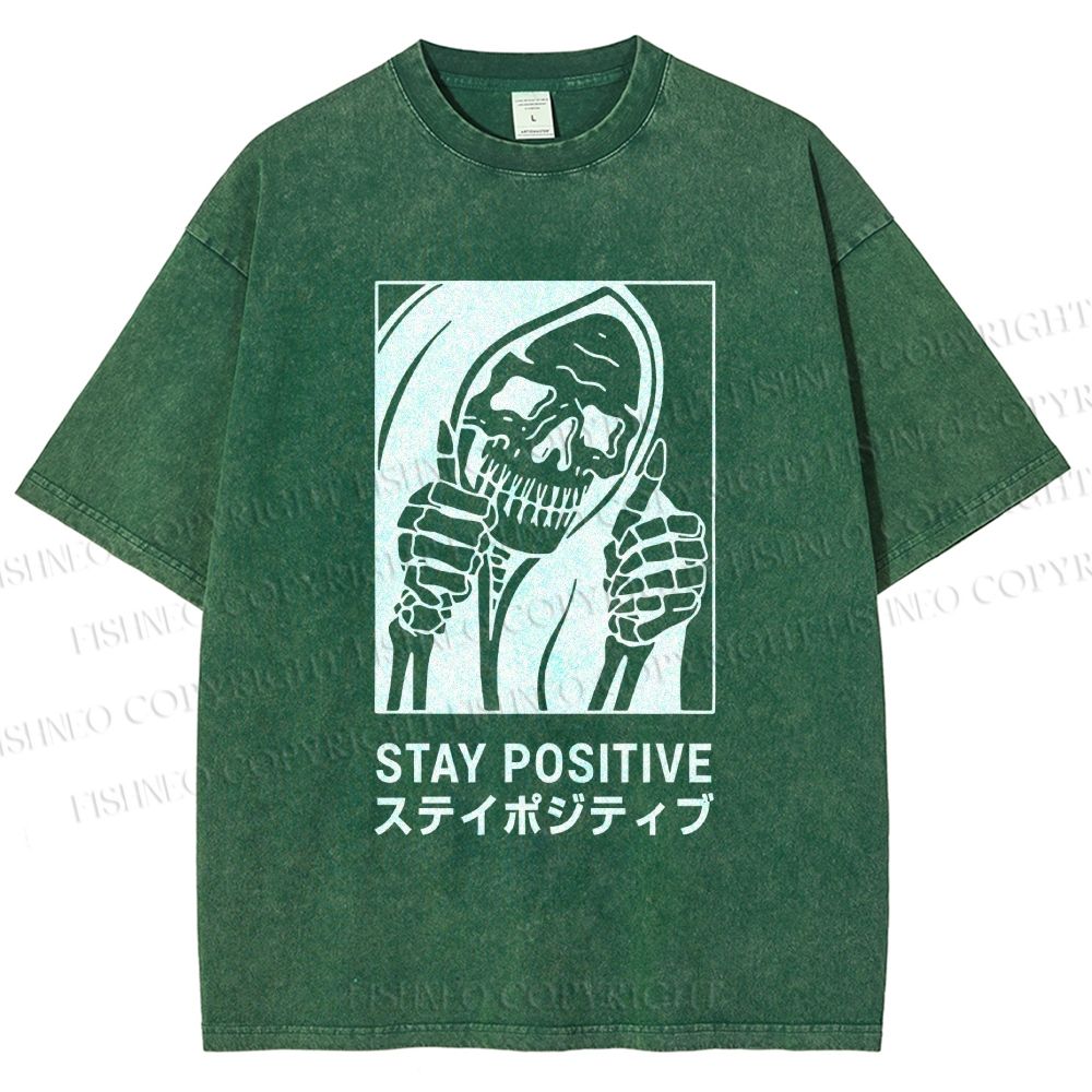 Unisex Stay Positive Printed Washed Tee