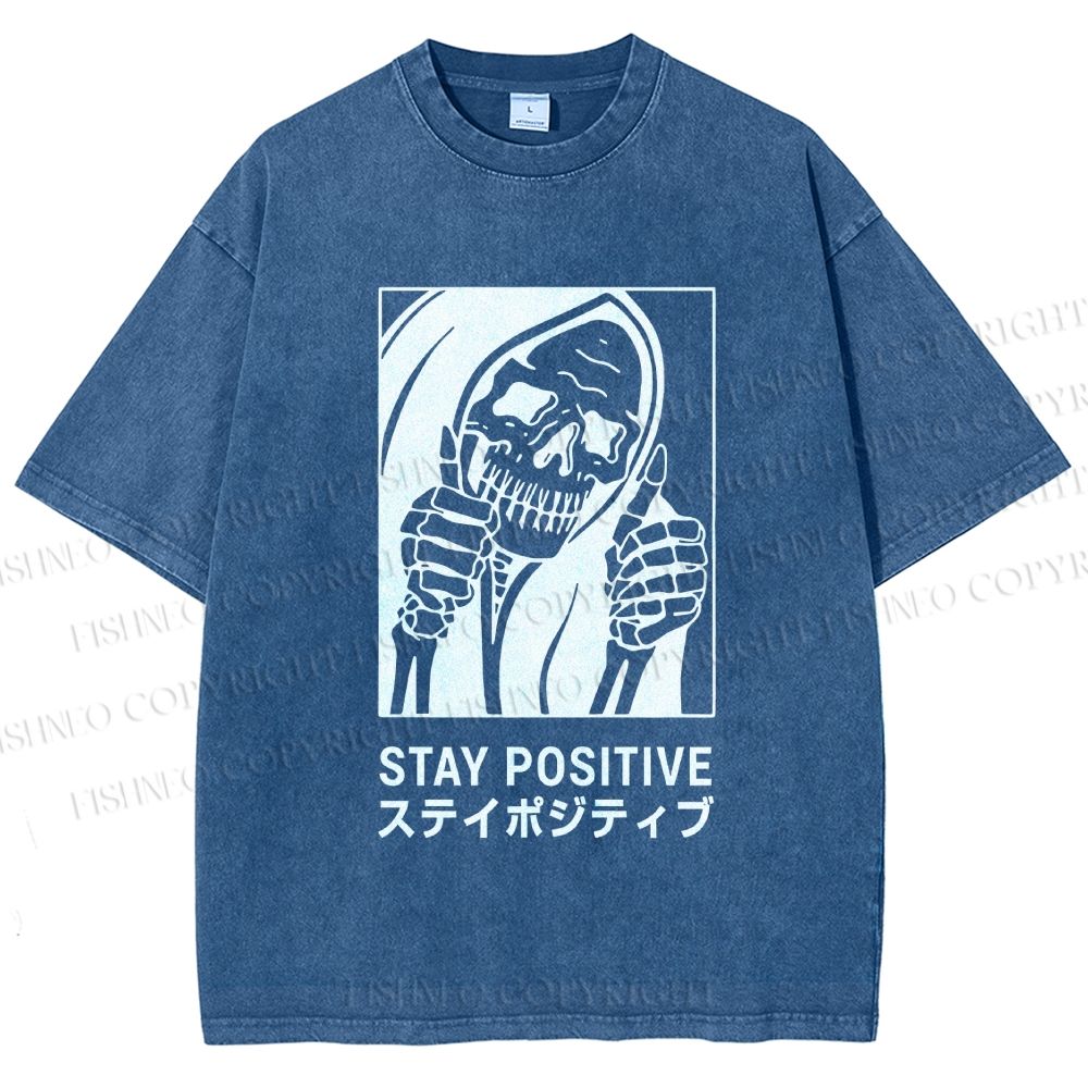 Unisex Stay Positive Printed Washed Tee