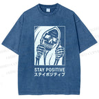 Unisex Stay Positive Printed Washed Tee