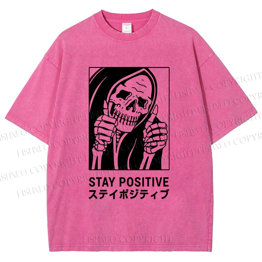 Unisex Stay Positive Printed Washed Tee