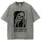 Unisex Stay Positive Printed Washed Tee