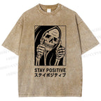Unisex Stay Positive Printed Washed Tee