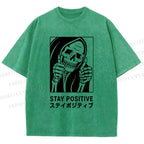 Unisex Stay Positive Printed Washed Tee
