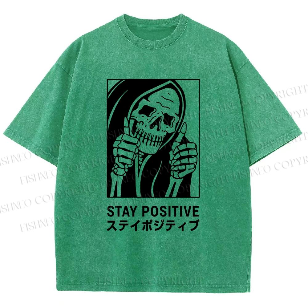 Unisex Stay Positive Printed Washed Tee