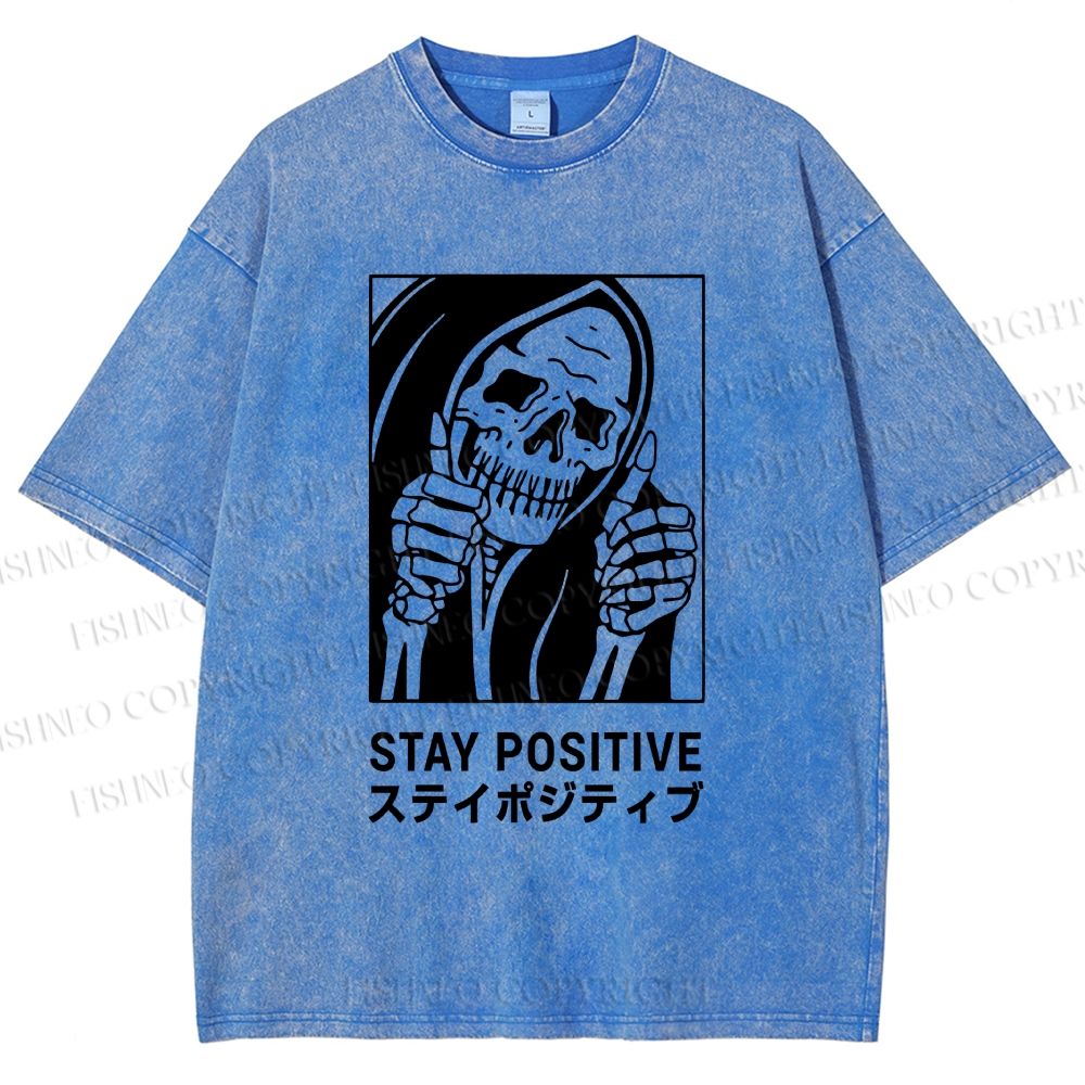 Unisex Stay Positive Printed Washed Tee