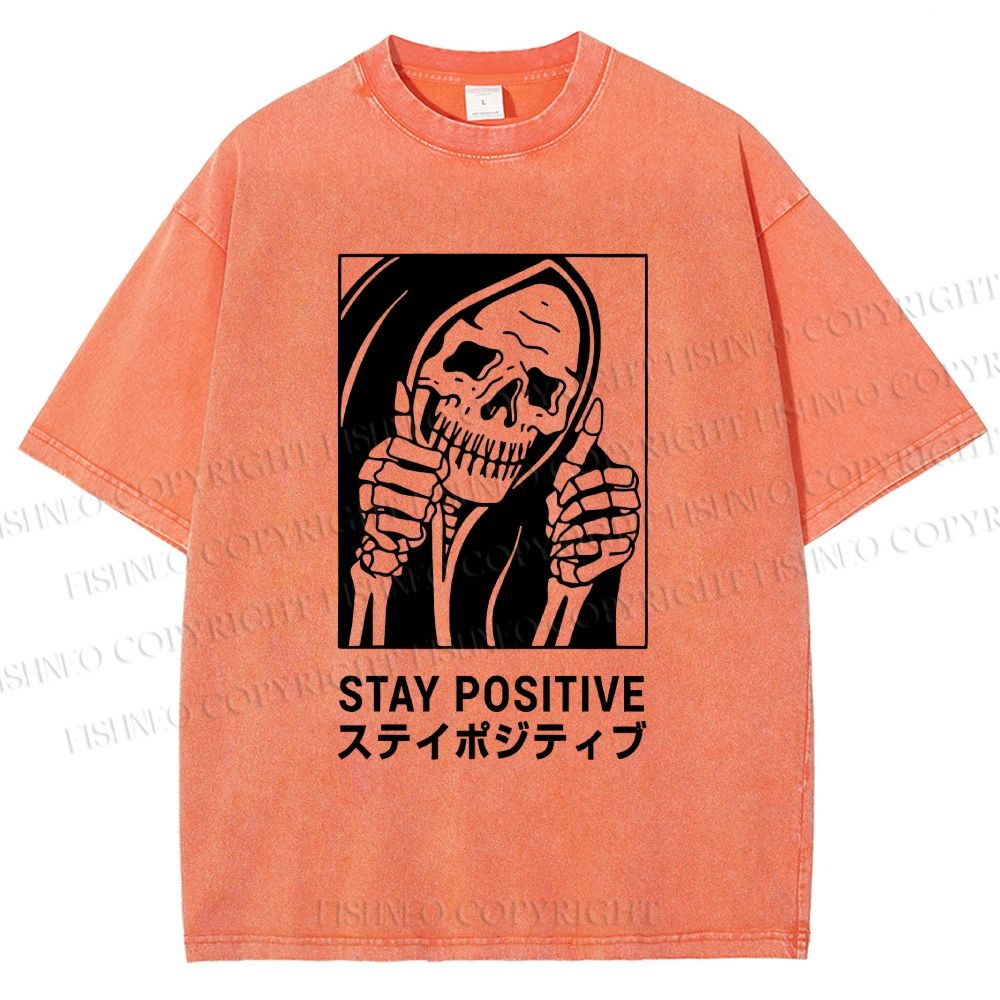 Unisex Stay Positive Printed Washed Tee