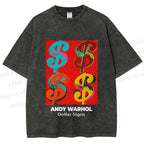 Unisex Andy Warhol Dollar Signs Printed Washed Tee