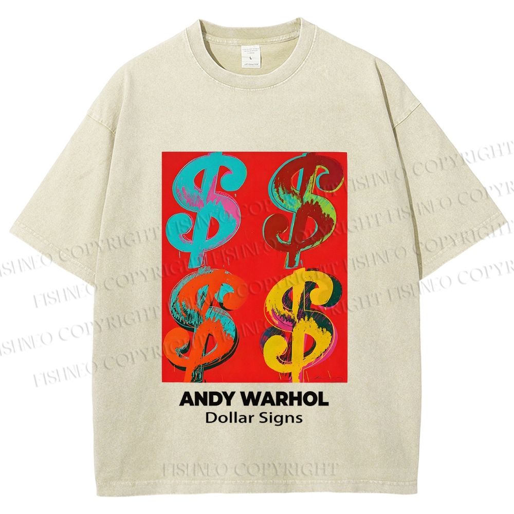 Unisex Andy Warhol Dollar Signs Printed Washed Tee