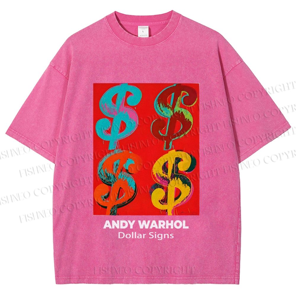 Unisex Andy Warhol Dollar Signs Printed Washed Tee