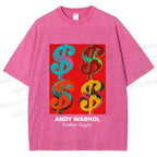 Unisex Andy Warhol Dollar Signs Printed Washed Tee