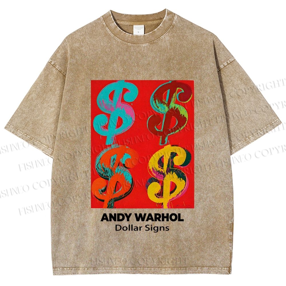 Unisex Andy Warhol Dollar Signs Printed Washed Tee
