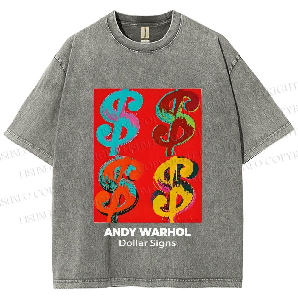 Unisex Andy Warhol Dollar Signs Printed Washed Tee