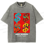 Unisex Andy Warhol Dollar Signs Printed Washed Tee