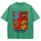 Unisex Andy Warhol Dollar Signs Printed Washed Tee